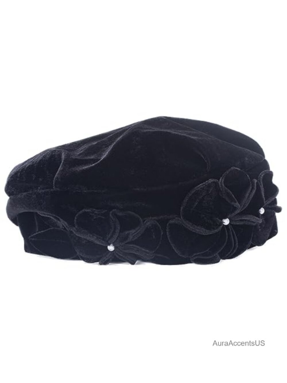 Vintage Style Velvet Beret Floral Hat 100% Polyester Chic Cap